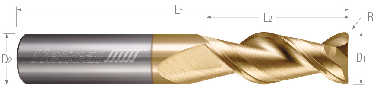 2 Flute - Corner Radius - 45° Helix