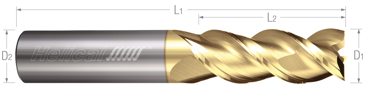 3 Flute, Square - 45° Helix End Mills for Aluminum Alloys & Non-Ferrous Materials