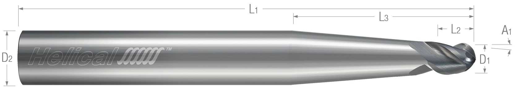 Contour Finishers - 3 Flute - Ball - Tapered Neck End Mills for Aluminum