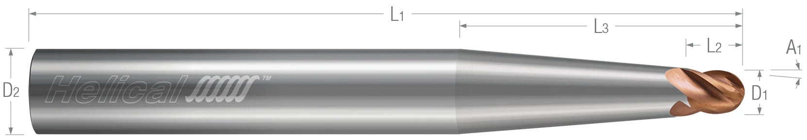 Contour Finishers - 4 Flute - Ball - Tapered Neck End Mills for Stainless Steels & High Temp Alloys