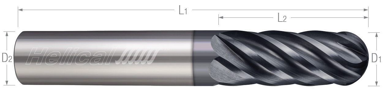 6 Flute, Ball - Variable Pitch (Aplus) End Mills for Steels, Tool Steels, Cast Iron, & Titanium