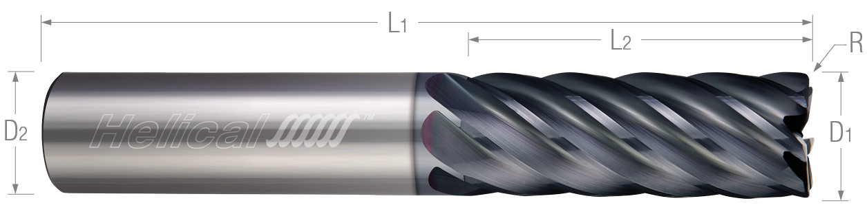 7 Flute, Corner Radius - Variable Pitch (Aplus) End Mills for Steels, Tool Steels, Cast Iron, & Titanium