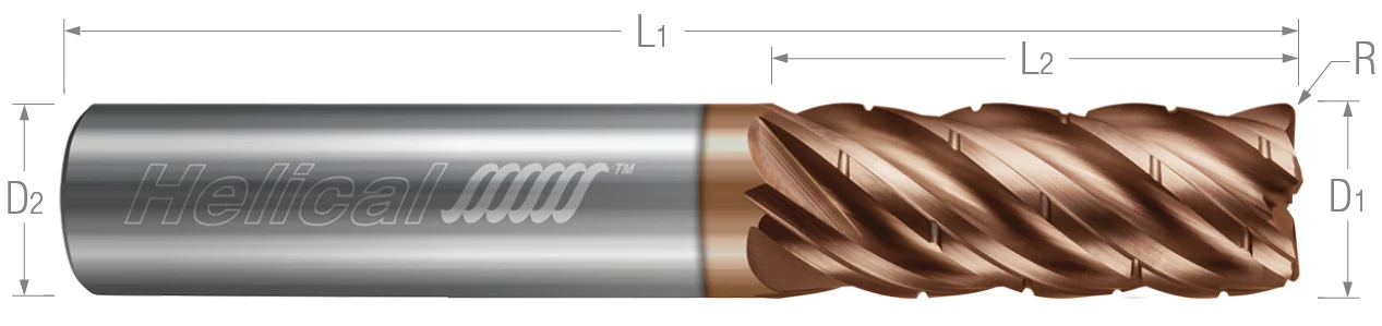 5 Flute - Corner Radius - Chipbreaker Rougher - Variable Pitch (Tplus) End Mills for Stainless Steels & High Temp Alloys