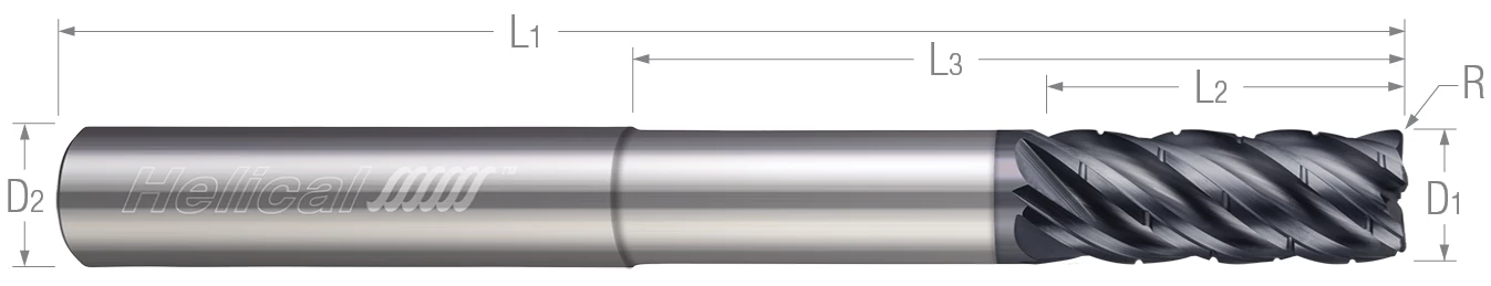 5 Flute - Corner Radius - Chipbreaker Rougher - Variable Pitch - Reduced Neck (Aplus) End Mills for Steels, Tool Steels, & Cast Iron