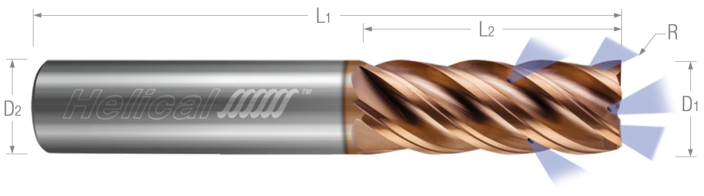 5 Flute - Corner Radius - Coolant Through - Variable Pitch End Mills for Stainless & High Temp