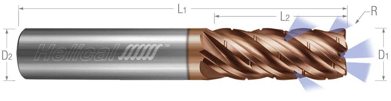 5 Flute - Corner Radius - Variable Pitch - Chipbreaker - Coolant Through End Mills for Stainless & High Temp