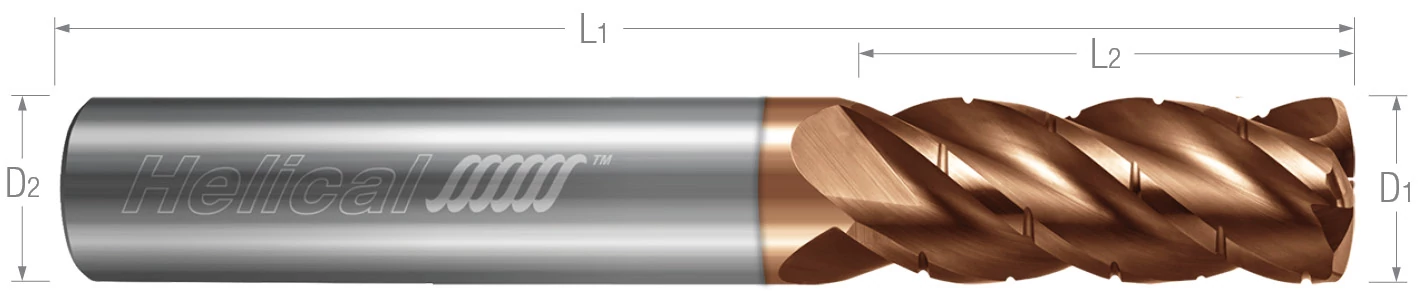 Feed Mills - Combination Feed & HEM 4 Flute - Chipbreaker Rougher - Variable Pitch High Feed End Mills