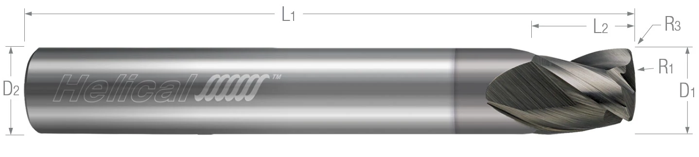 Multi - Axis Finishers - 3 Flute - Lens Form End Mills for Aluminum Alloys & Non-Ferrous Materials