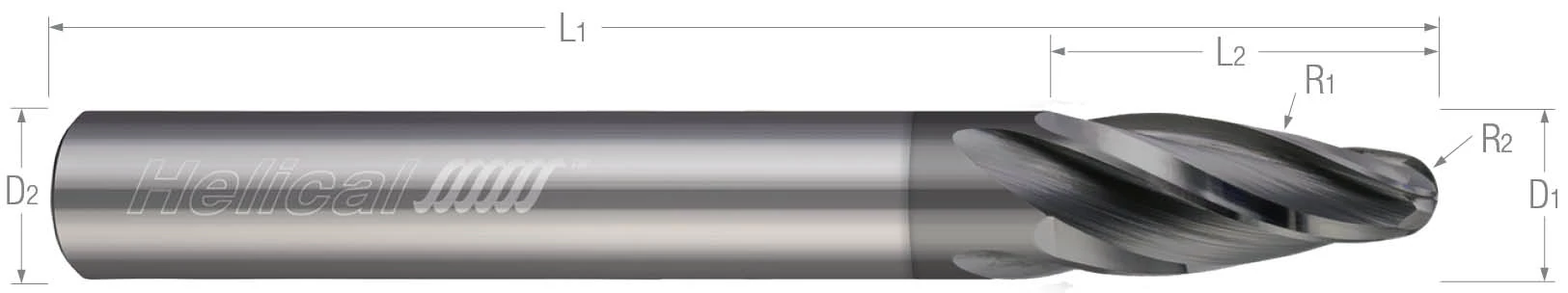 Multi - Axis Finishers - 4 Flute - Oval Form (Nplus) End Mills for Aluminum Alloys & Non-Ferrous Materials