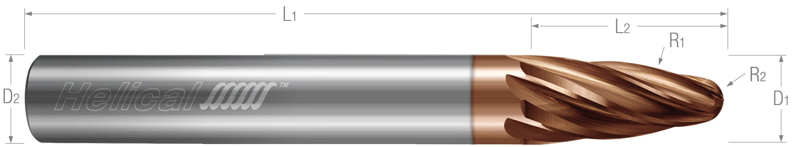 Multi - Axis Finishers - 6 Flute - Oval Form End Mills for Stainless Steels & High Temp Alloys