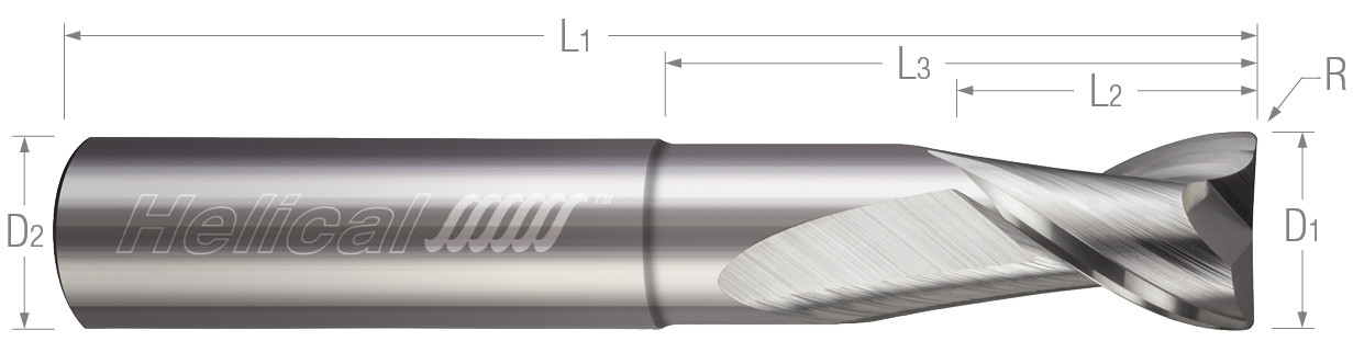 2 Flute, Corner Radius - High Balance, Reduced Neck