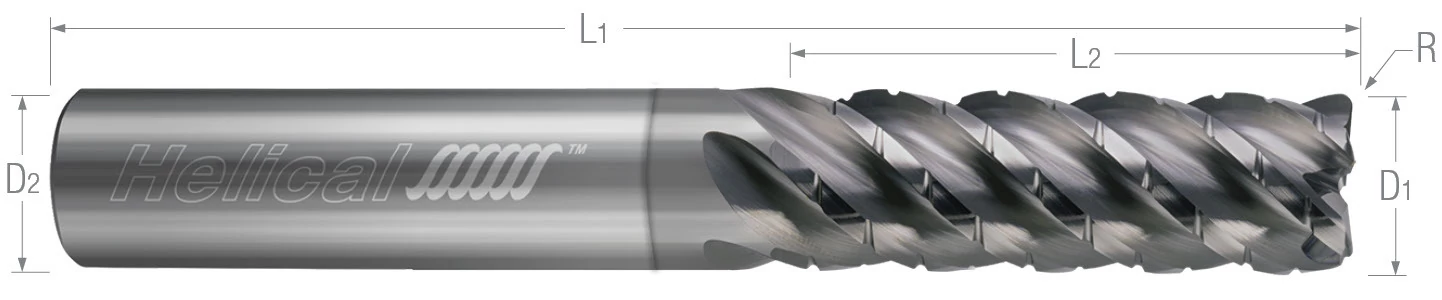 5 Flute - Corner Radius - Chipbreaker Rougher - Variable Pitch - For High Efficiency Milling End Mills for Aluminum Alloys & Non-Ferrous Materials