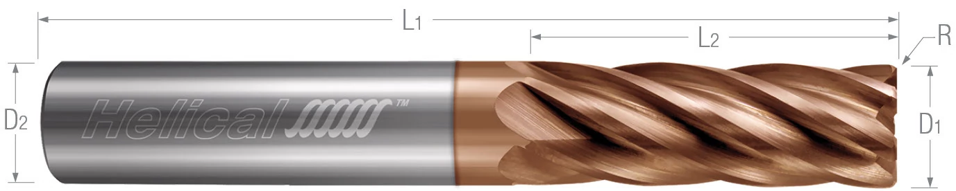 6 Flute - Corner Radius - Variable Pitch End Mills for Nickel Alloys