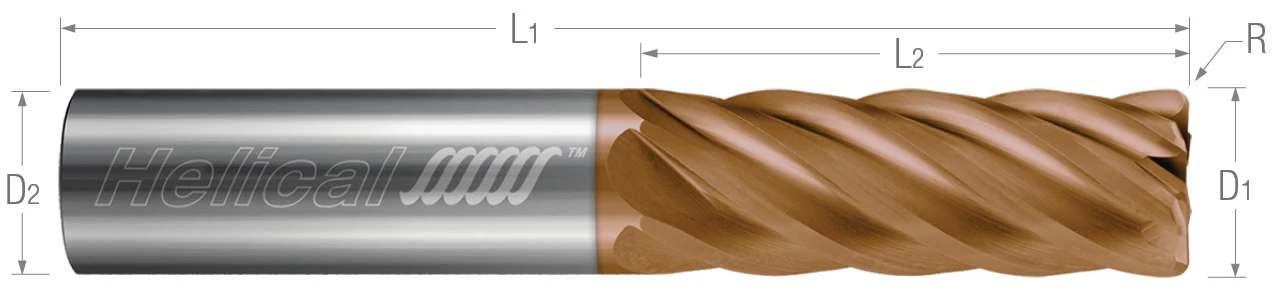 6 Flute - Corner Radius - Variable Pitch - For HEM End Mills for Stainless & High Temp