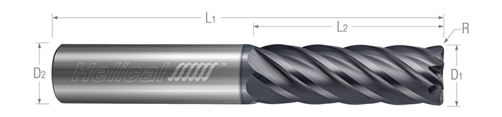 6 Flute - Corner Radius - Variable Pitch - For High Efficiency Milling End Mills for Titanium