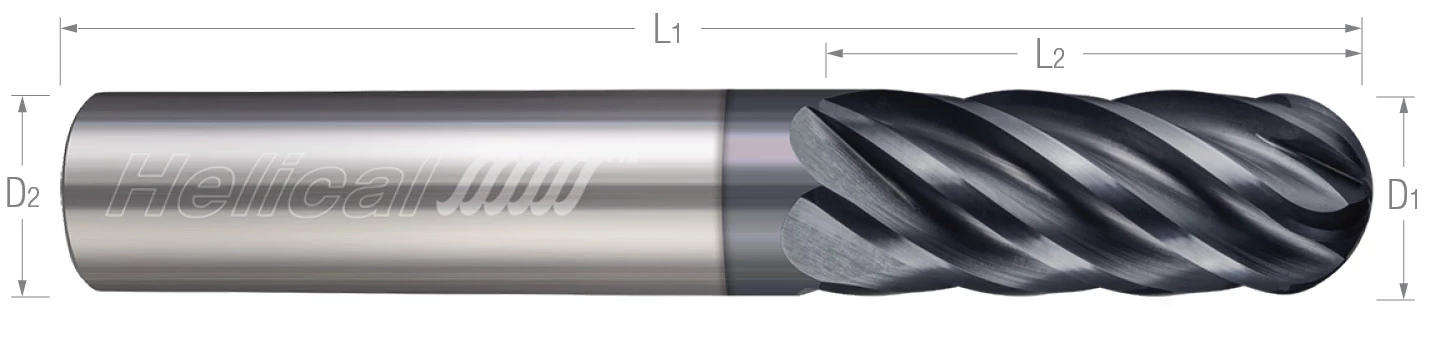 6 Flute - Ball - Variable Pitch - For High Efficiency Milling End Mills for Titanium