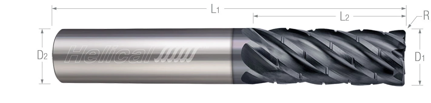 6 Flute - Corner Radius - Chipbreaker Rougher - Variable Pitch - For High Efficiency Milling End Mills for Titanium