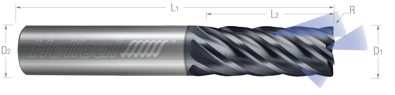 6 Flute - Corner Radius - Coolant Through - Variable Pitch - For High Efficiency Milling End Mills for Titanium