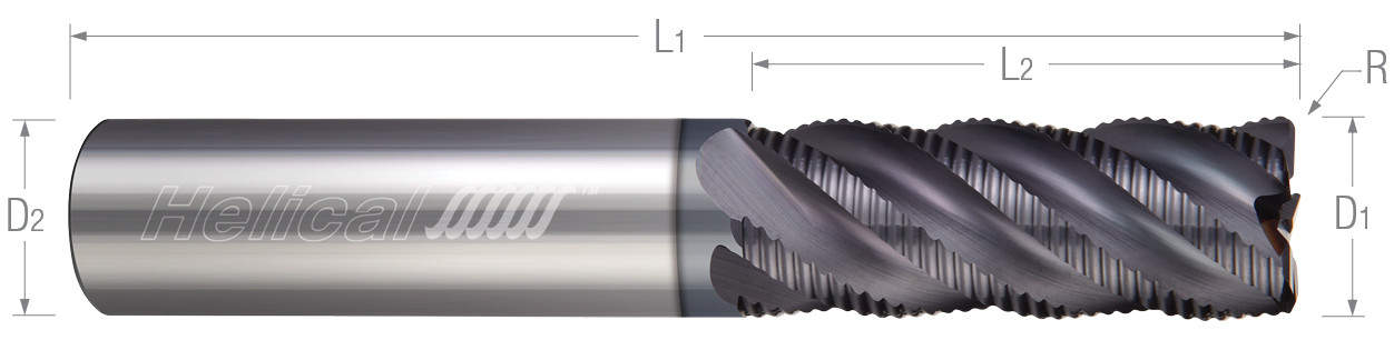 Multi - Flute, Corner Radius - Knuckle Rougher, Variable Pitch (Aplus) End Mills for Steels, Tool Steels, & Cast Iron