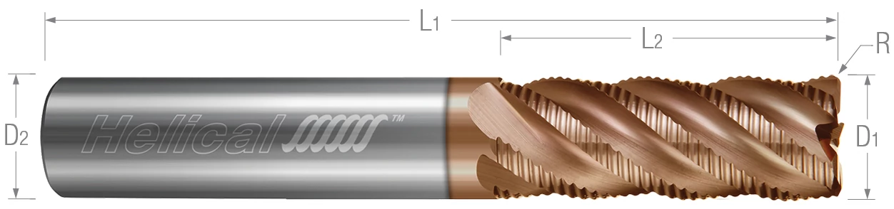 Multi - Flute - Corner Radius - Knuckle Rougher - Variable Pitch (Tplus) End Mills for Stainless Steels & High Temp Alloys