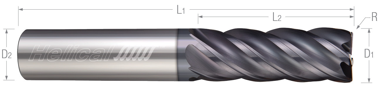 5 Flute, Corner Radius - Variable Pitch - Metric (Aplus) End Mills for Steels, Tool Steels, Cast Iron, & Titanium