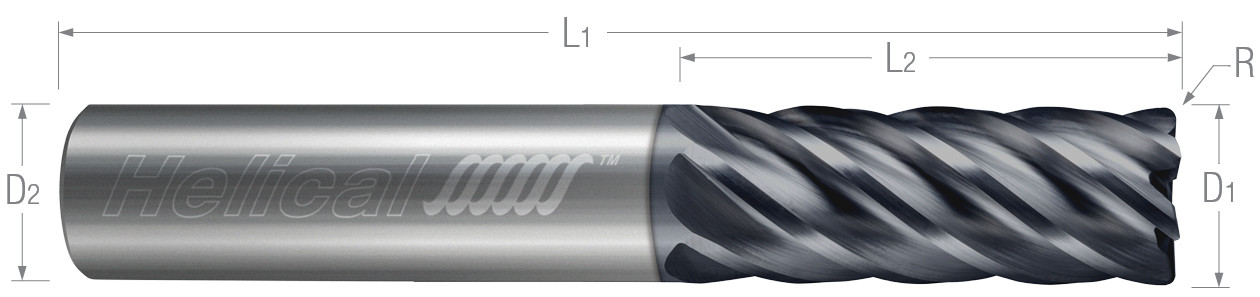6 Flute, Corner Radius - Variable Pitch - Metric (Aplus) End Mills for Steels, Tool Steels, Cast Iron, & Titanium