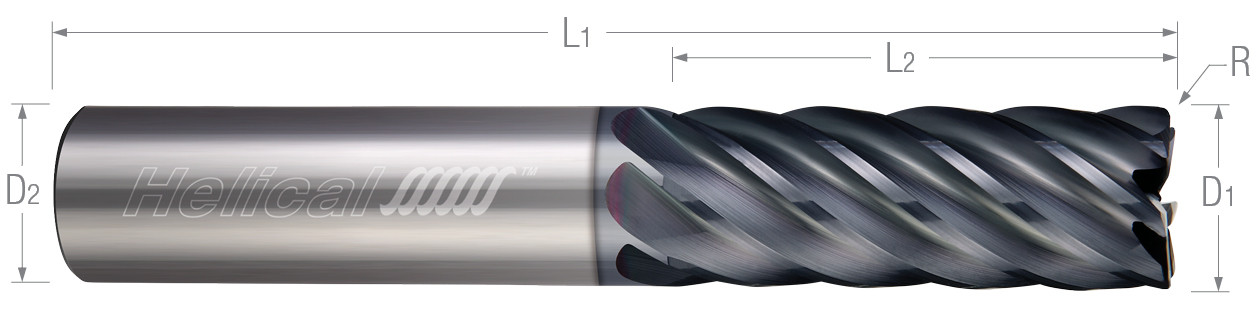 7 Flute, Corner Radius - Variable Pitch - Metric (Aplus) End Mills for Steels, Tool Steels, Cast Iron, & Titanium