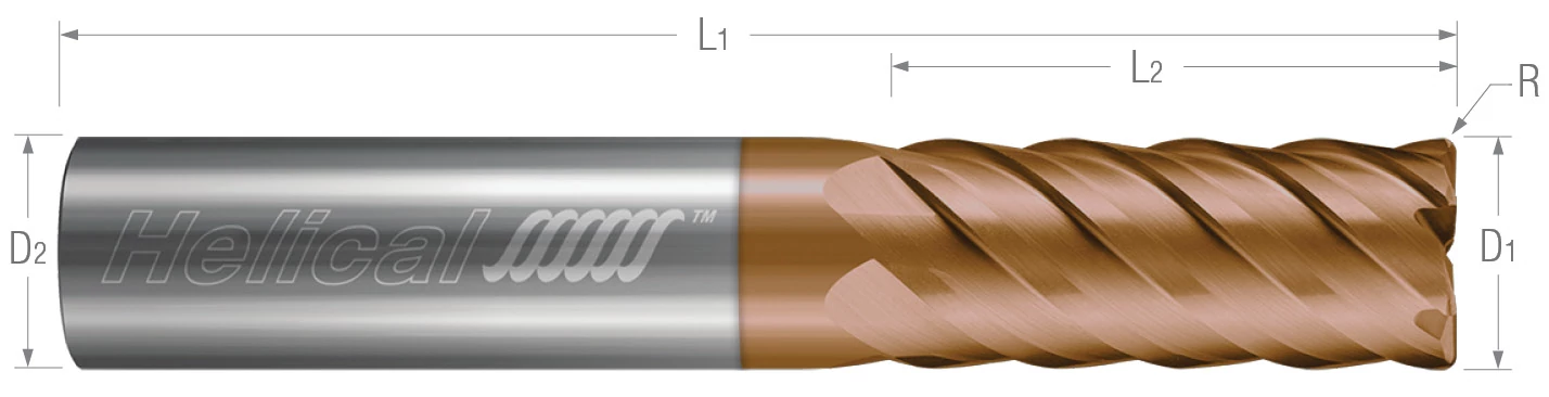 6 Flute - Corner Radius - Metric - Variable Pitch End Mills for Hardened Steel