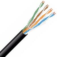 Southwire H90558-1A Cat 5e Data Cable, Direct Burial, 4 Pairs, 24 AWG, Solid Bare Copper Conductor, 1000 ft L Reel, Black Sheath