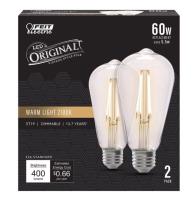 Feit Electric ST19/CL/VG/LED/2 LED Light Bulb, ST19 Lamp, 60 W Equivalent, E26 Medium Lamp Base, Dimmable, Amber/Clear