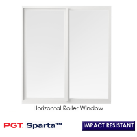 PGT Sparta Aluminum Horizontal Roller Impact-Resistant Window, White, Clear Glass