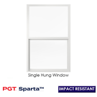 PGT Sparta Aluminum Single Hung Impact-Resistant Window, White, Clear Glass