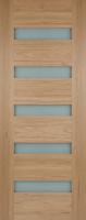 JELD-WEN 5-Lite Exterior Door Slab w/ Frosted Glass, Unfinished Hemlock, 36 in x 80 in
