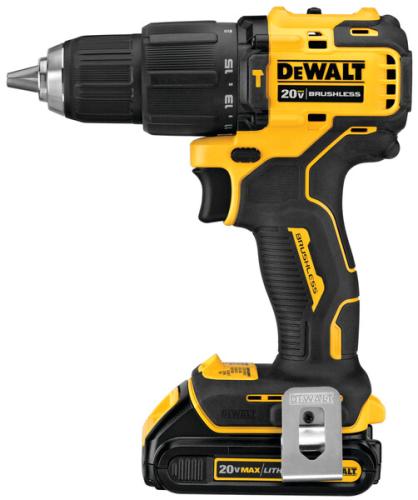 DEWALT DCD709C2 20V MAX ATOMIC Brushless Compact 1/2" Hammer Drill/Driver Kit — 6.9" Long, 340 UWO, 2 Batteries + Bag