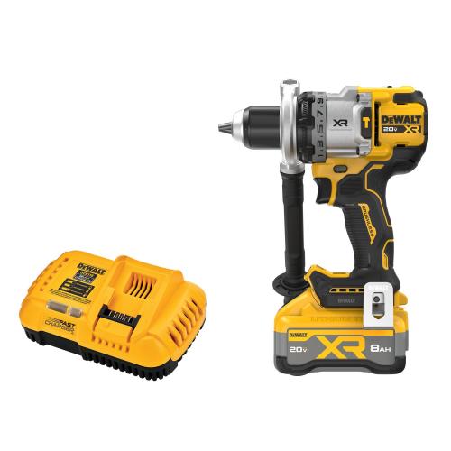 DEWALT DCD1007WW1 20V MAX XR 3-Speed Hammer Drill Kit — 2,100 in-lbs, Anti-Rotation Control + 8Ah POWERPACK Battery, Charger & Bag