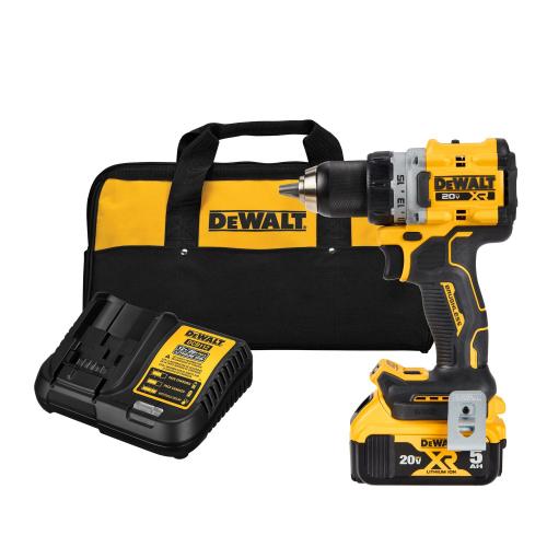 DEWALT 20V MAX XR Compact 1/2" Drill/Driver (5.0Ah) with 1 Battery and Kit Box - TOOL CONNECT READY