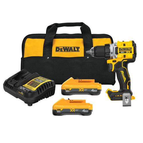 DEWALT DCD801QQ2 Most Powerful 20V MAX 2-Speed Drill/Driver — Anti-Rotation Control + 2 POWERPACK 4Ah Batteries Kit