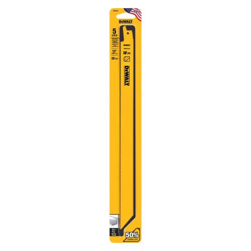 DEWALT Reciprocating Saw Blades, Straight Back, Bi-Metal, 12-Inch, 18 Tpi, 5-Pack