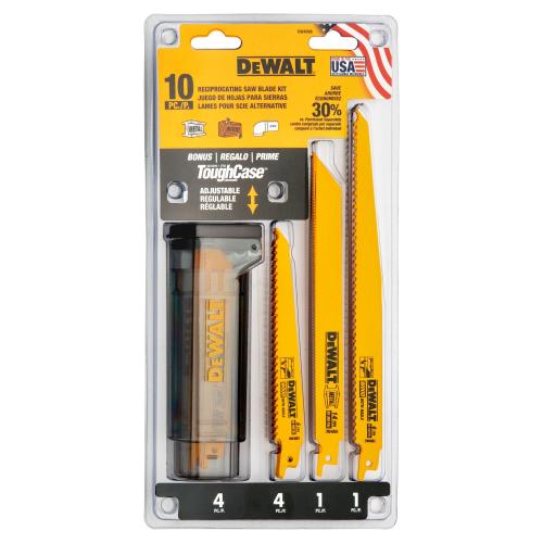 DEWALT Reciprocating Saw Blades, Bi-Metal Set with Case, 10-Piece