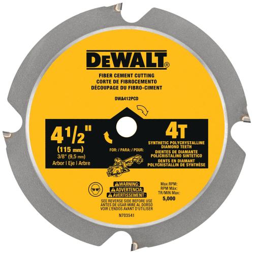 DEWALT 4-1/2" Fibre Cement/Lamiinate Saw Blade. High Performance Cutting Tool Designed for Durability, Precision Cutting, and Extended Blade Life