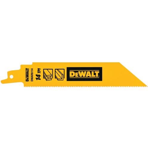 DWAR6114 DEWALT 6 in Bi-Metal Reciprocating Saw Blade 14 Tpi (5 Pack)