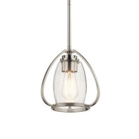 Tuscany 8.75" 1 Light Brushed  Nickel Mini Pendant with Clear  Seeded Glass 44058NI Kichler  Lights Interior Pendant
