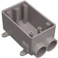 Carlon E982DFN-CTN Switch Box, 1-Gang, 2-Outlet, Gray, PVC