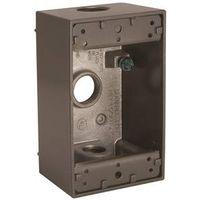 Hubbell 5320-7 Weatherproof Box, 8.3 cu-in, 3-Outlet, 1-Gang, Aluminum, Bronze, Powder-Coated