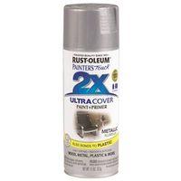 Rust-Oleum Painter's Touch 2X Ultra Cover 334058 Spray Paint, Satin, Aluminum, 12 oz, Aerosol Can