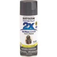 Rust-Oleum Painter's Touch 2X Ultra Cover 334031 Spray Paint, Gloss, Dark Gray, 12 oz, Aerosol Can