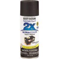 Rust-Oleum Painter's Touch 2X Ultra Cover 334097 Spray Paint, Semi-Gloss, Black, 12 oz, Aerosol Can