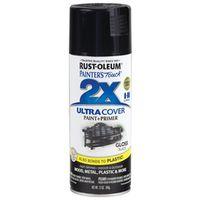 Rust-Oleum Painter's Touch 2X Ultra Cover 334026 Spray Paint, Gloss, Black, 12 oz, Aerosol Can