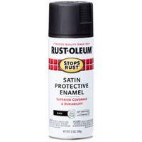 Rust-Oleum 7777830 Rust Preventative Spray Paint, Low Satin, Black, 12 oz, Can