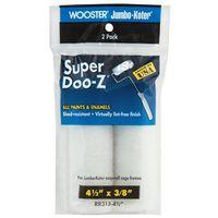 Wooster RR313-4 1/2 Roller Cover, White, 3/8 in Thick Nap, 4-1/2 in L, Woven Fabric Cover, 2/PK